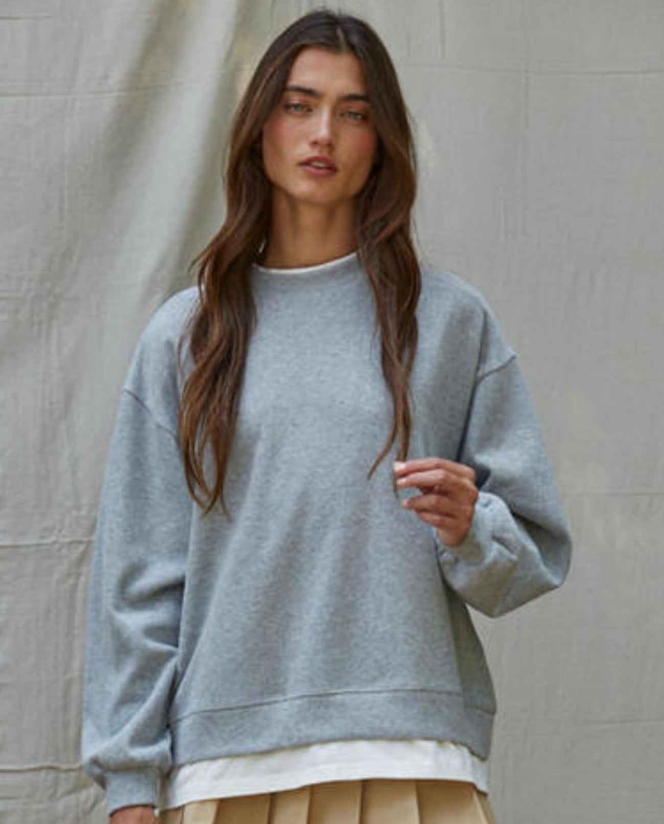 Take It Easy Layered Pullover (Grey, Navy & Clay)