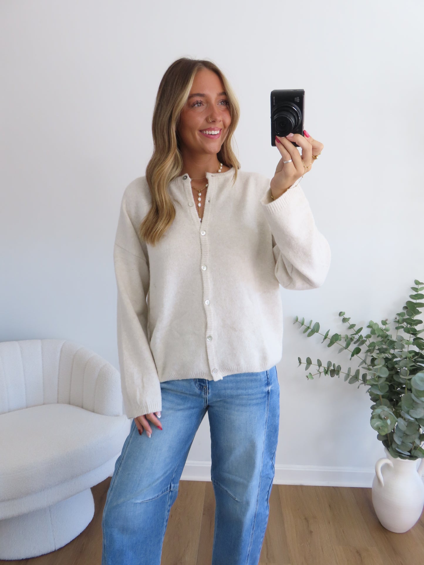 Timeless Sweater Cardigan (Brown & Ivory)