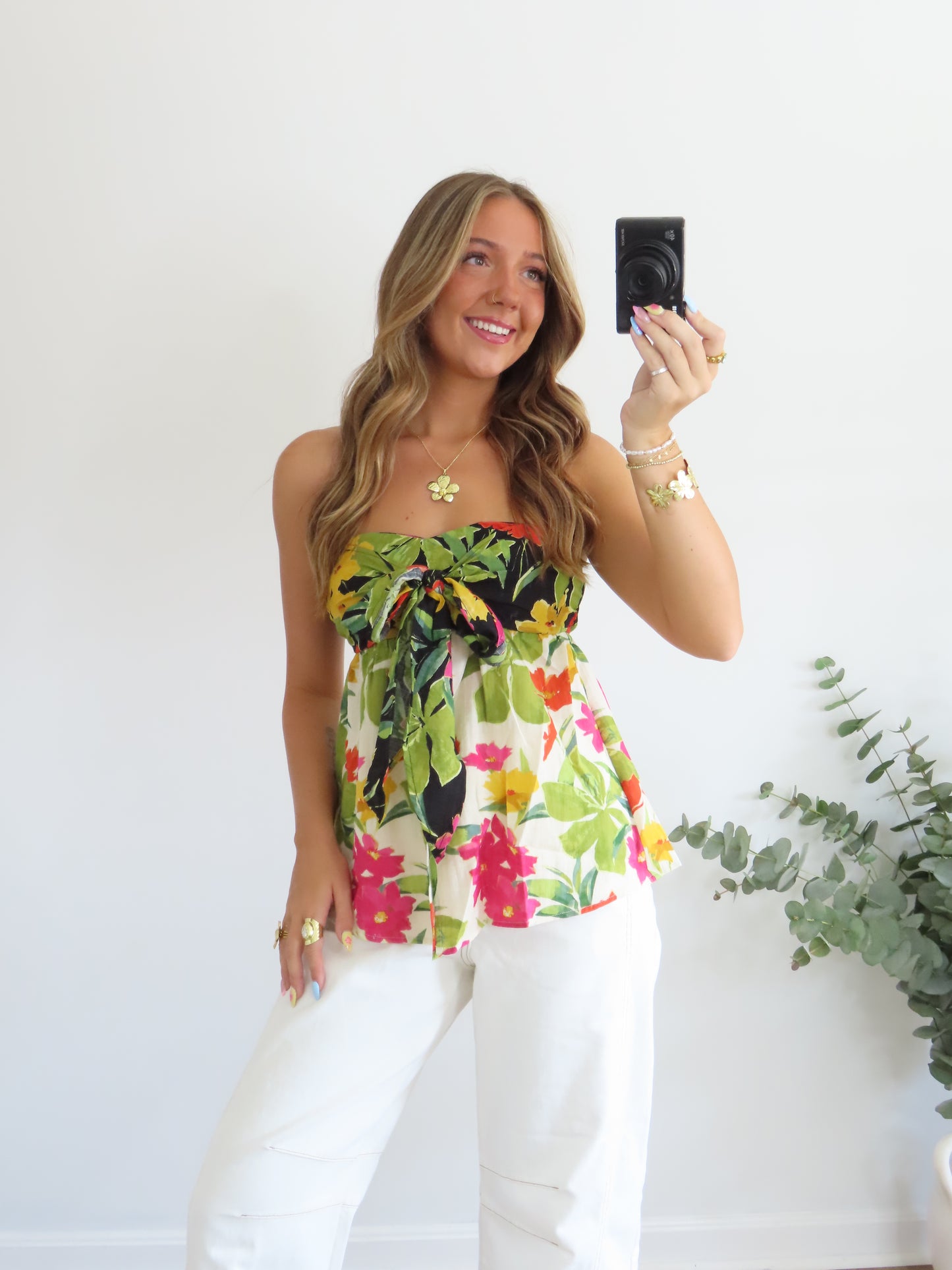 Cabana Bloom Strapless Top