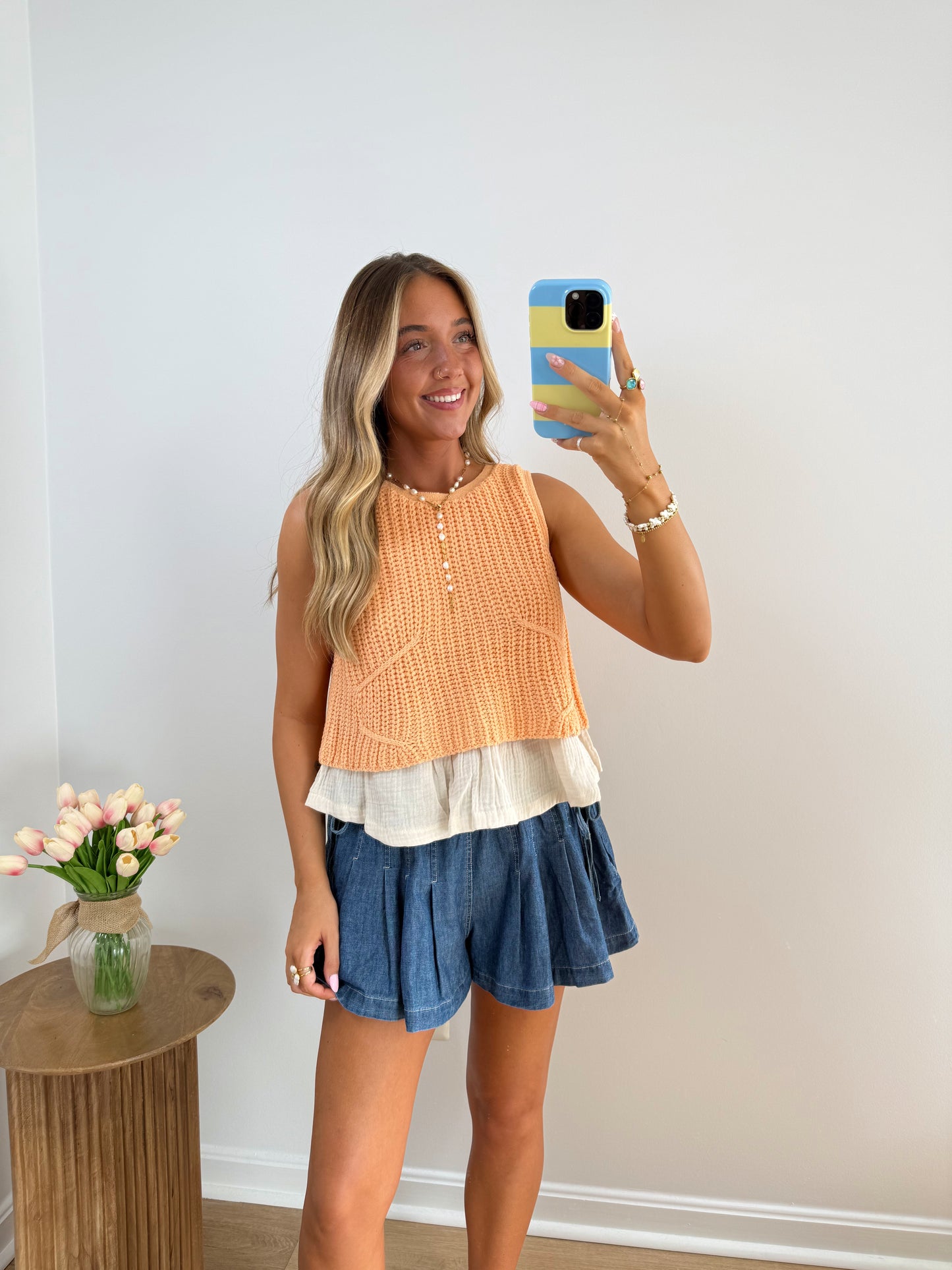 Sweet Peach Layered Sweater Top