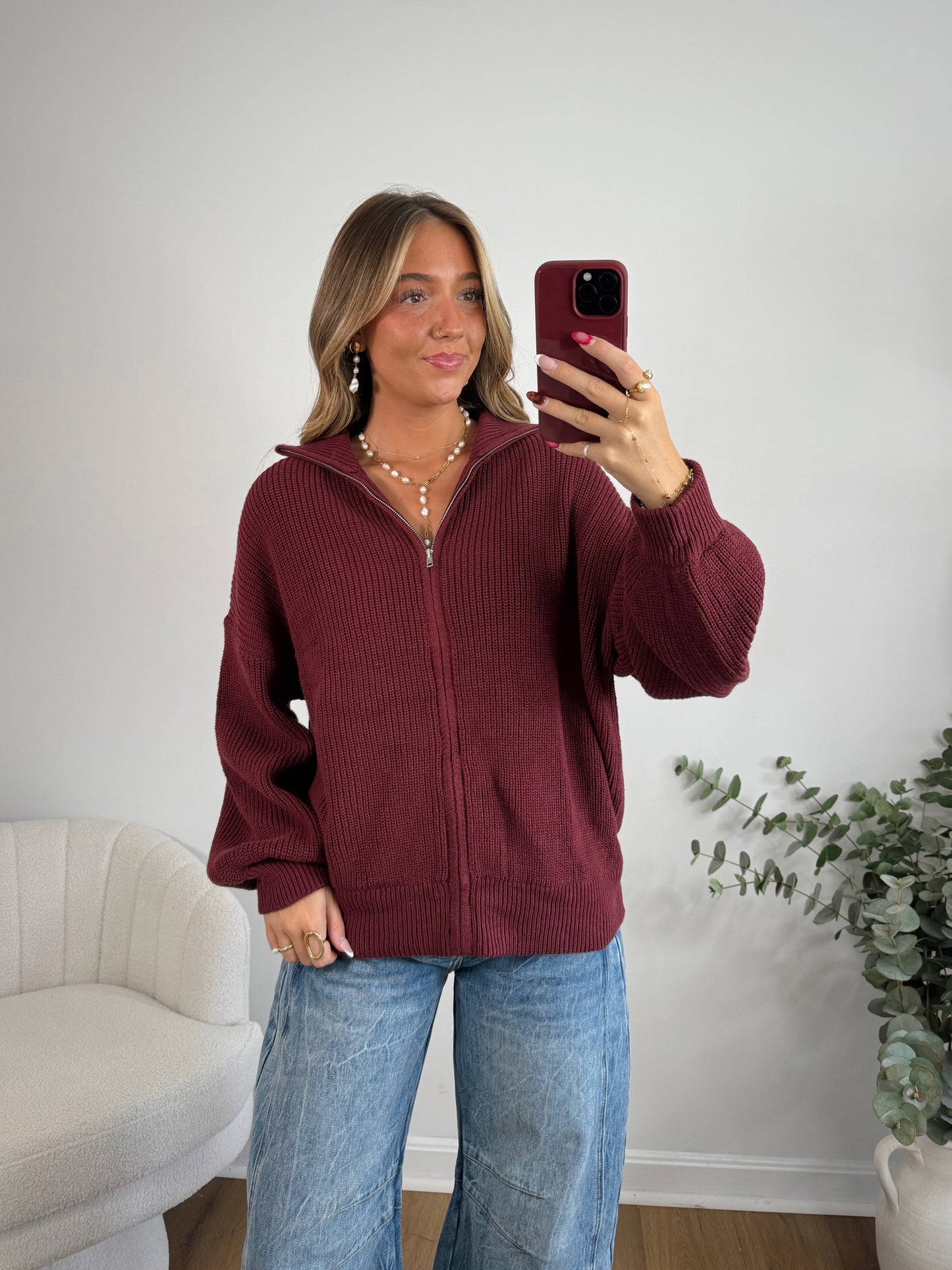 Autumn Stroll Zip Up (Burgundy)