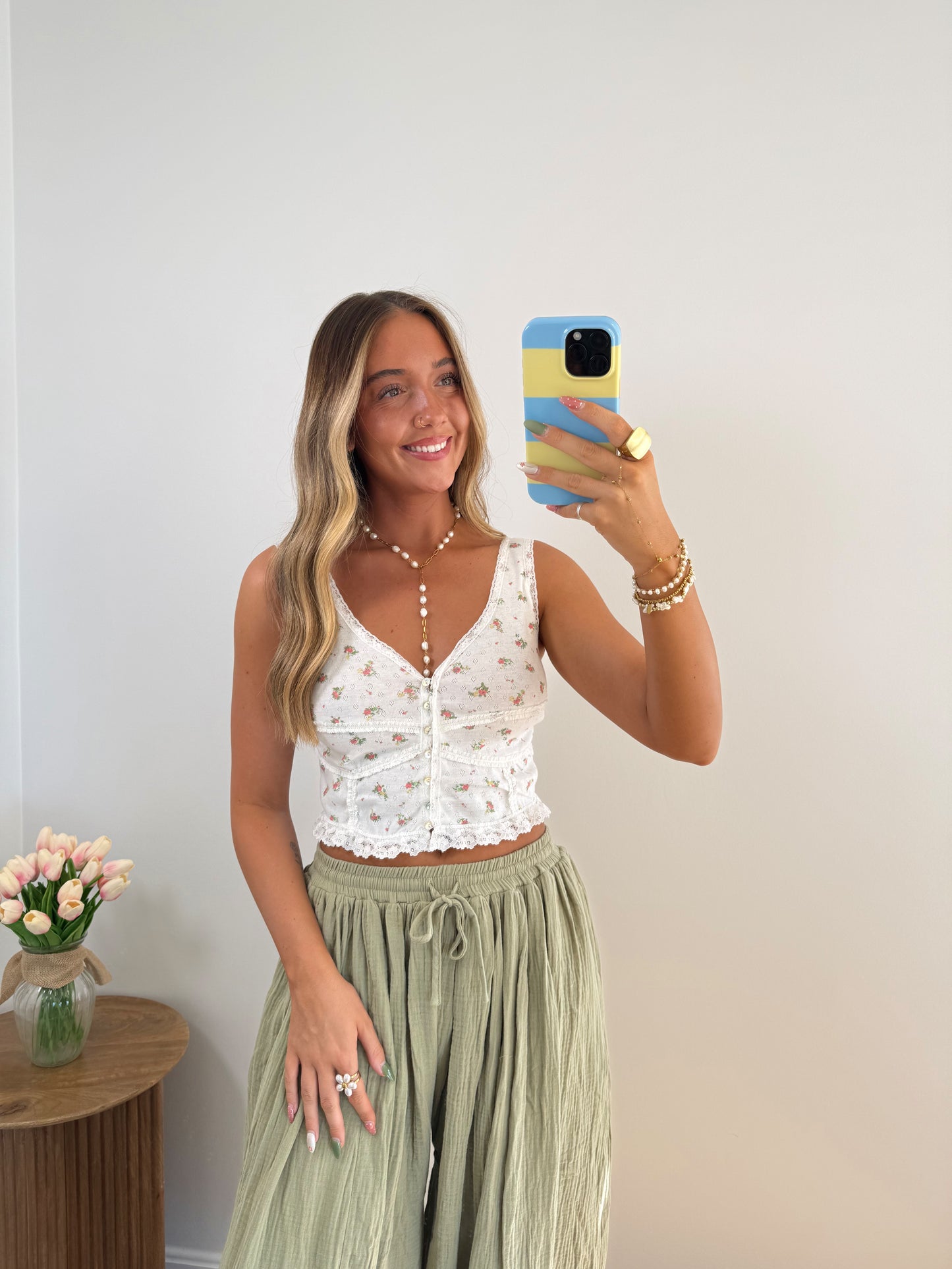 Petal Stitch Cropped Tank