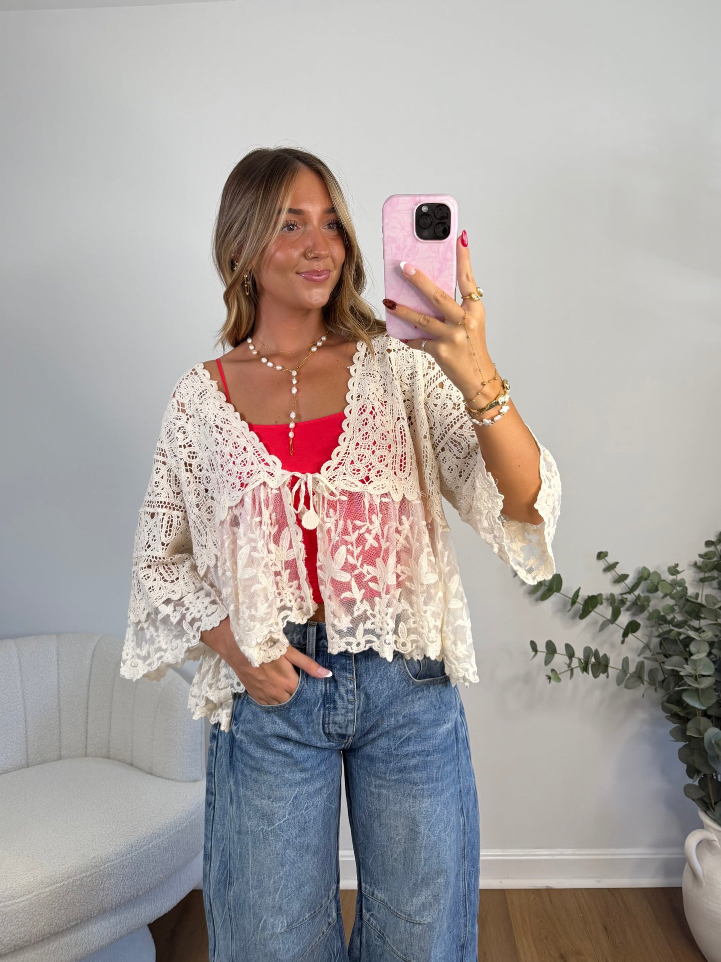 Carefree Tie Front Top