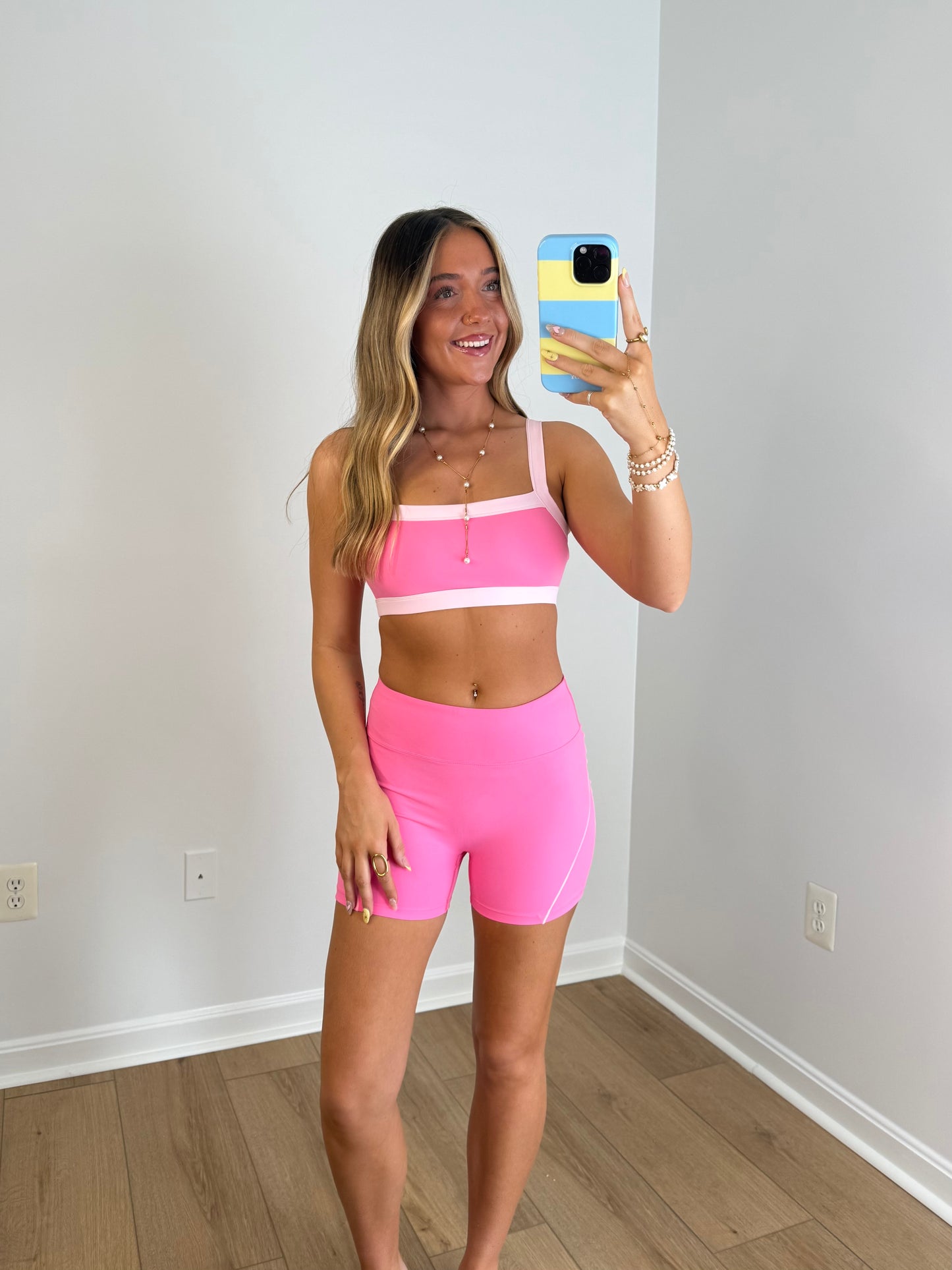 Pink Retro Sports Bra