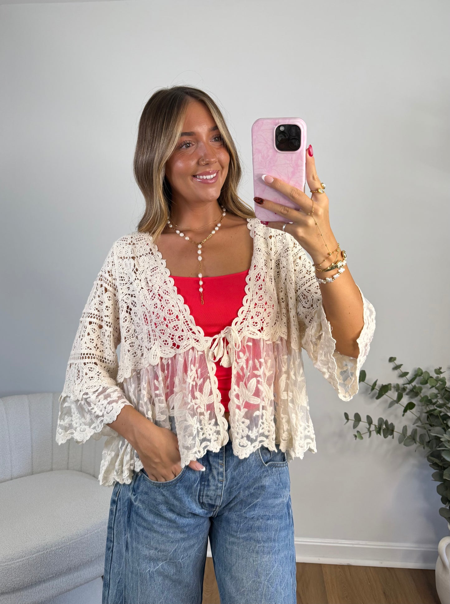 Carefree Tie Front Top