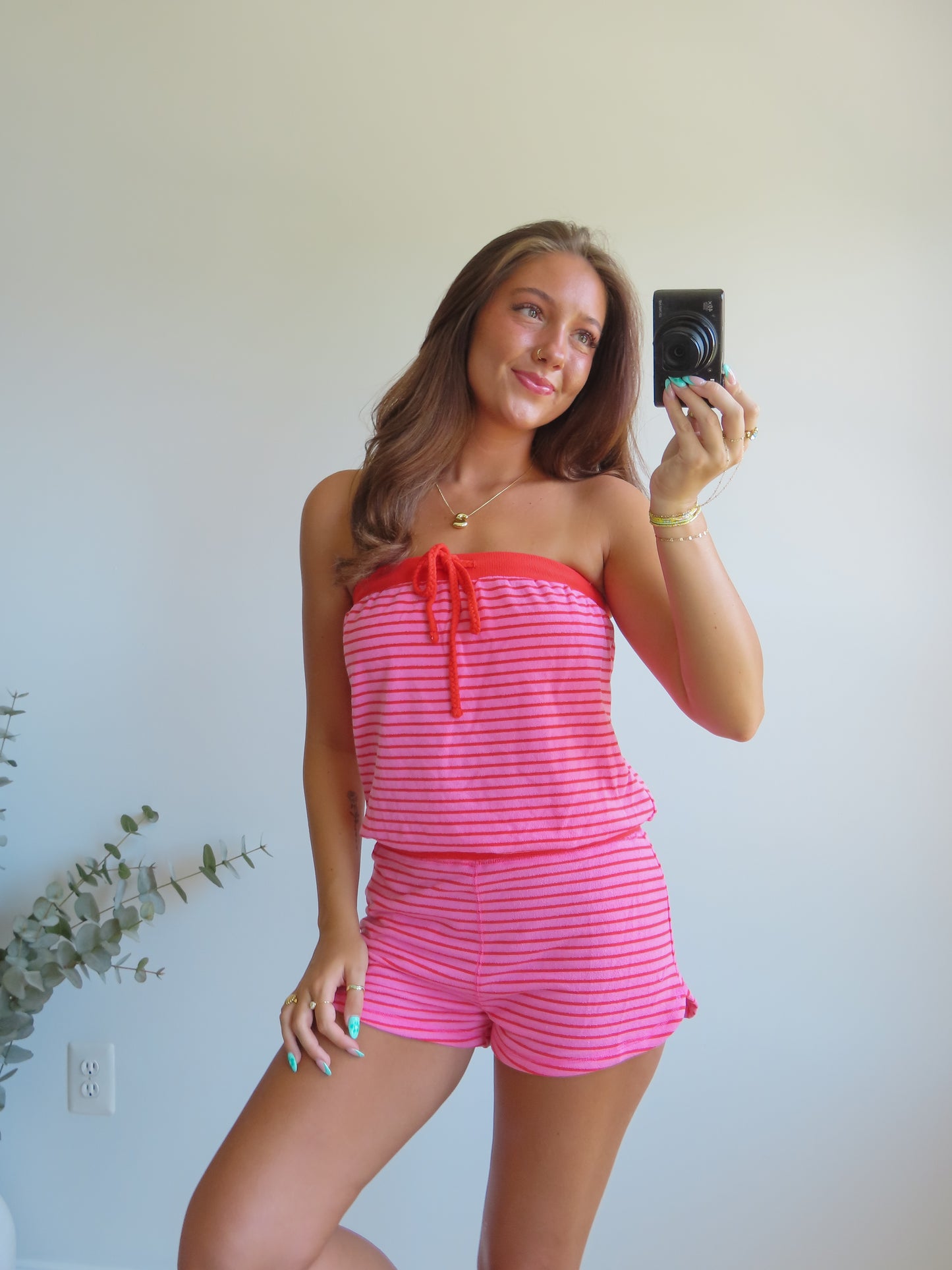 Cherry Stripe Romper