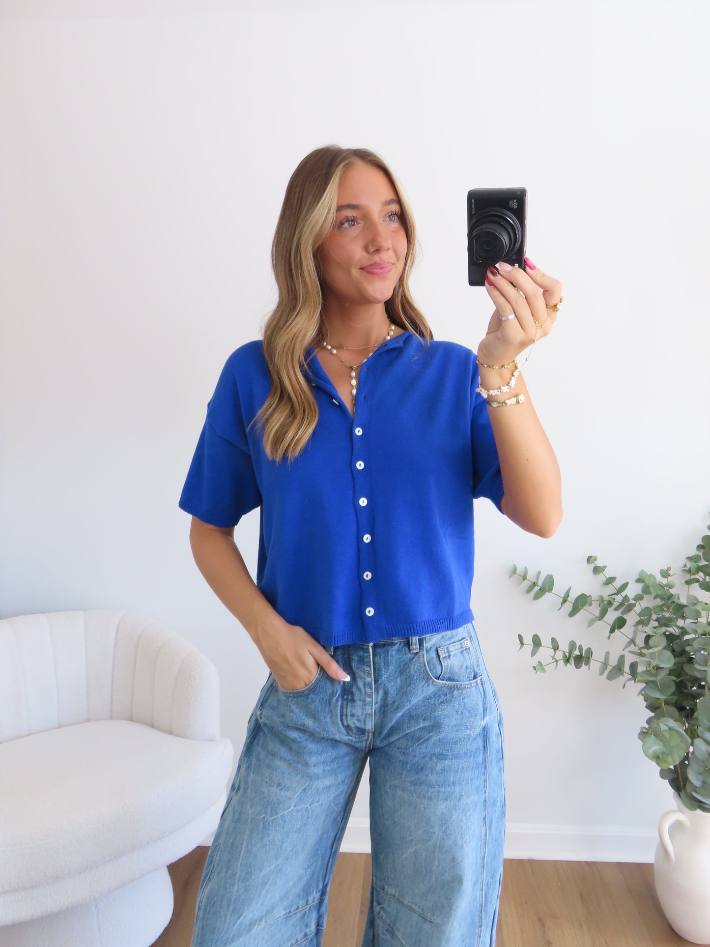 Cobalt Short Sleeve Cardigan