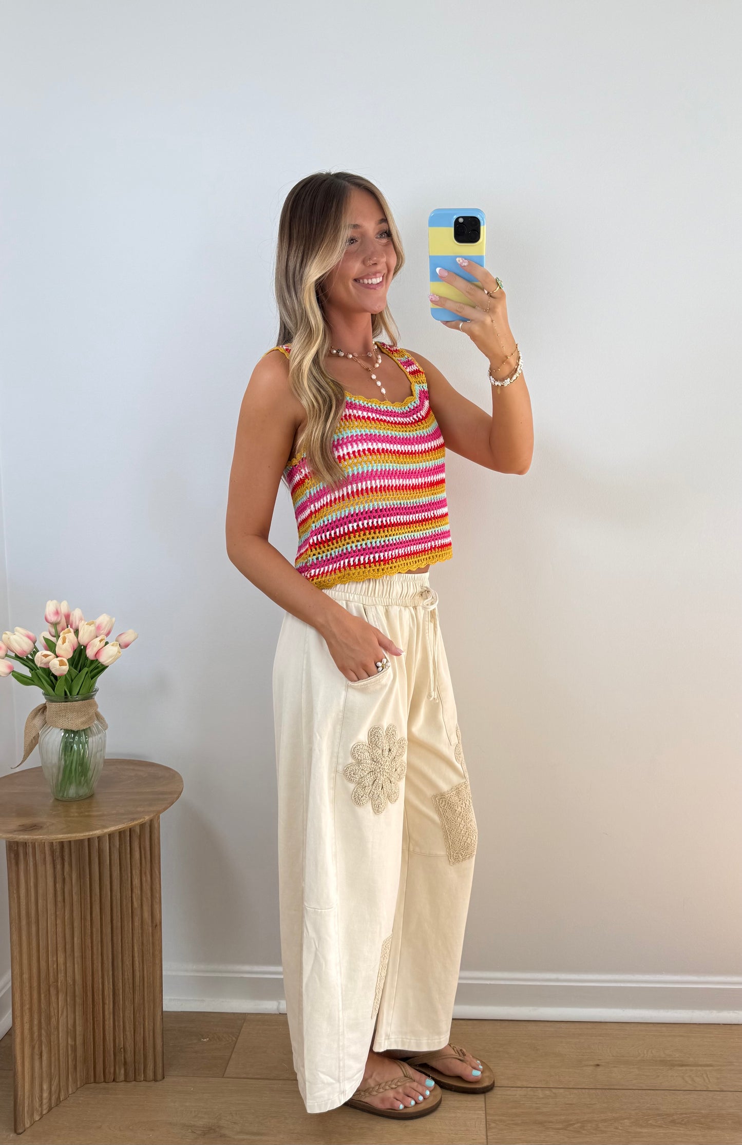Crochet Barrel Lounge Pants- Natural