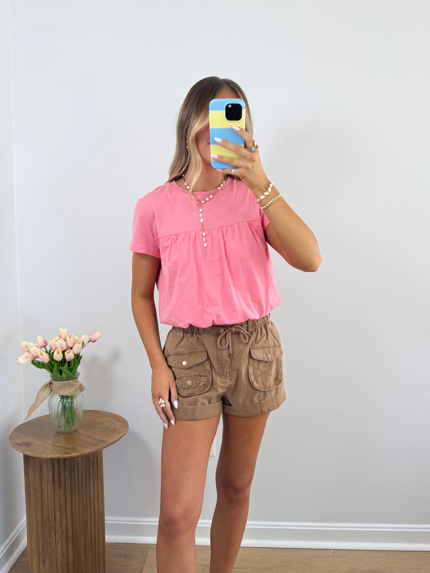 Living In Color Bubble Tee- Pink
