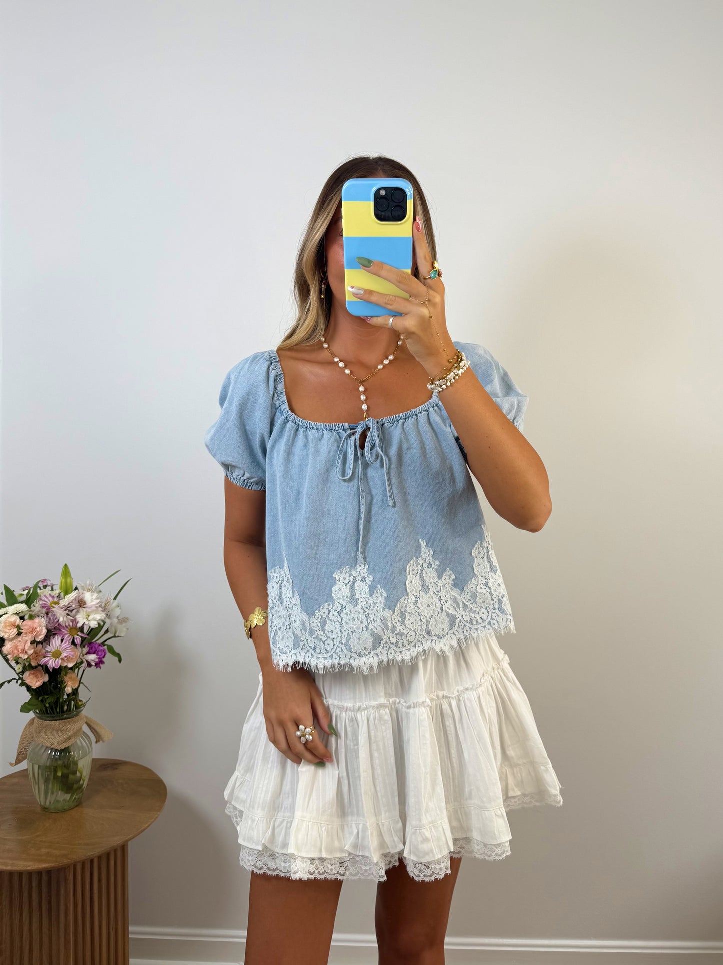 Denim Lace Blouse