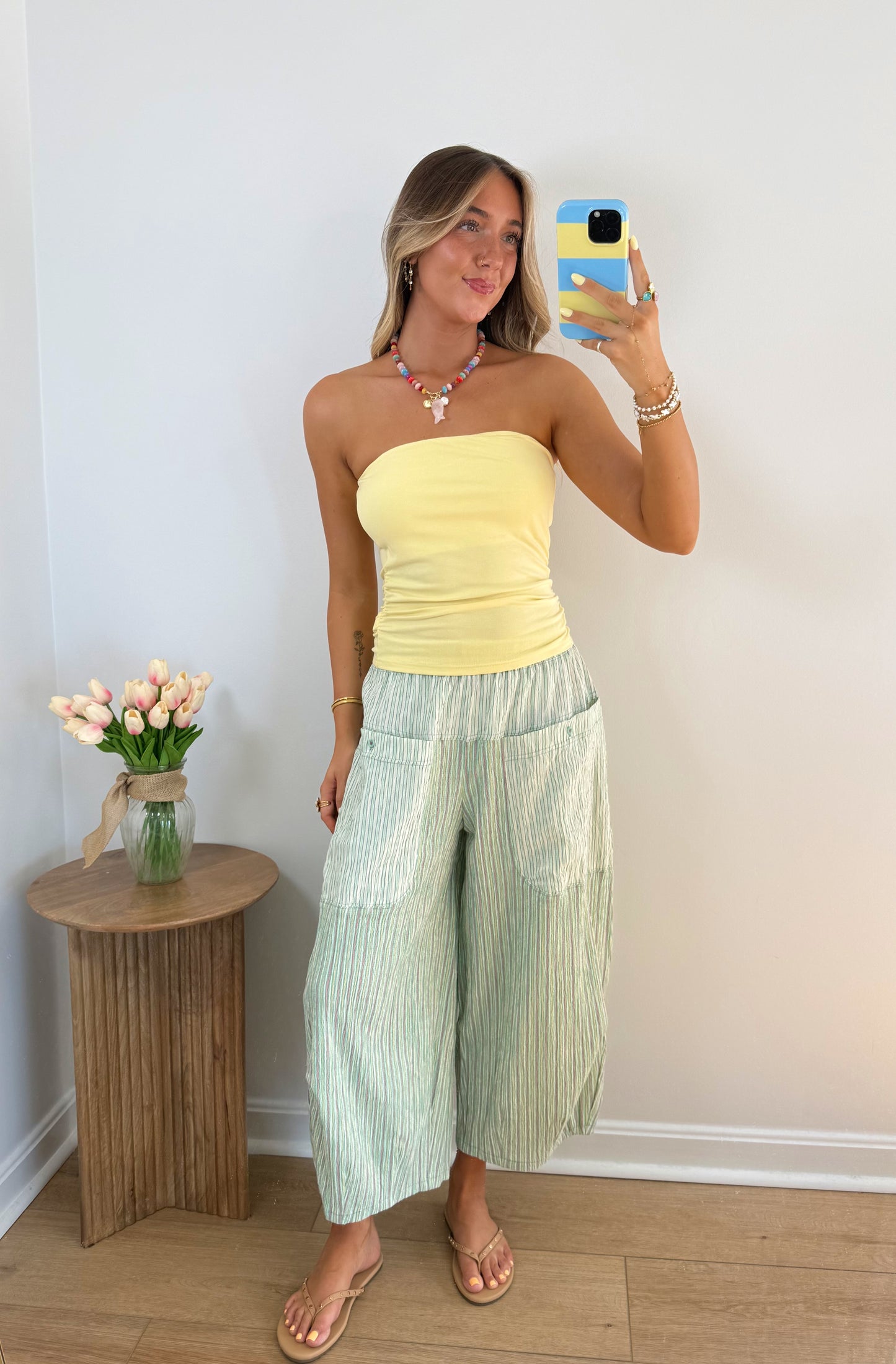 Honeydew Stripe Balloon Pants