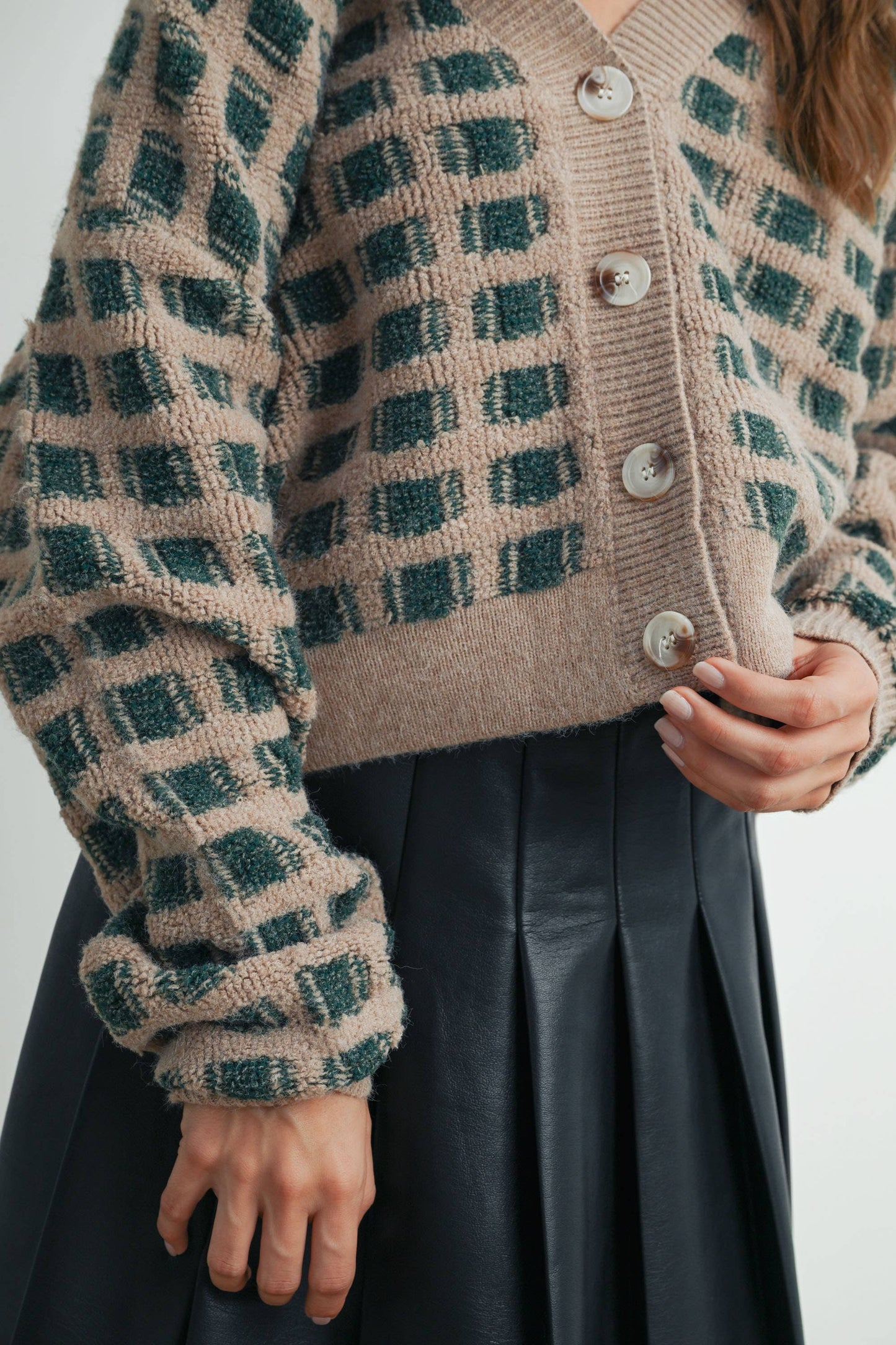 Jolly Checkered Sweater Cardigan