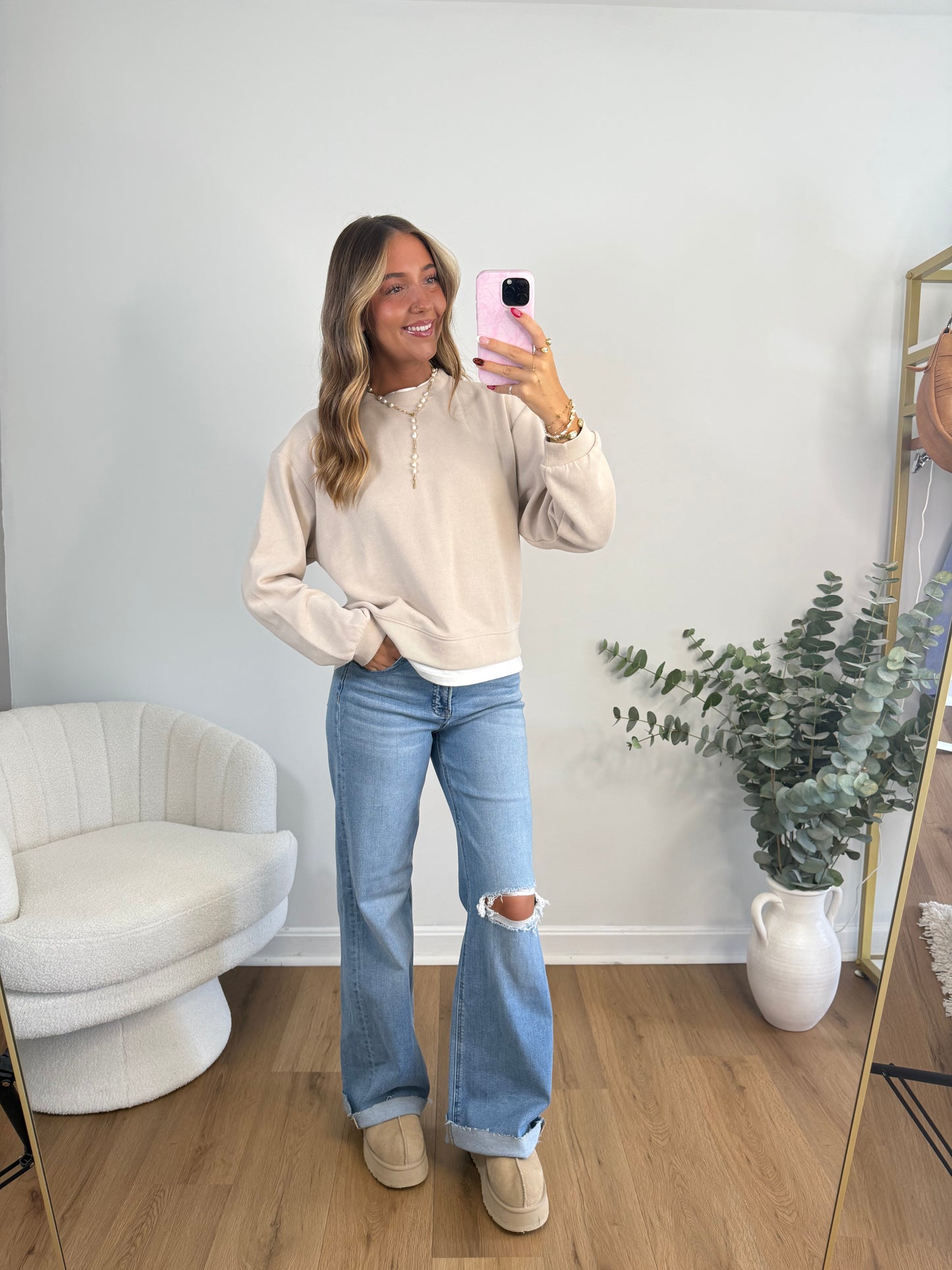 Take It Easy Layered Pullover (Grey, Navy & Clay)