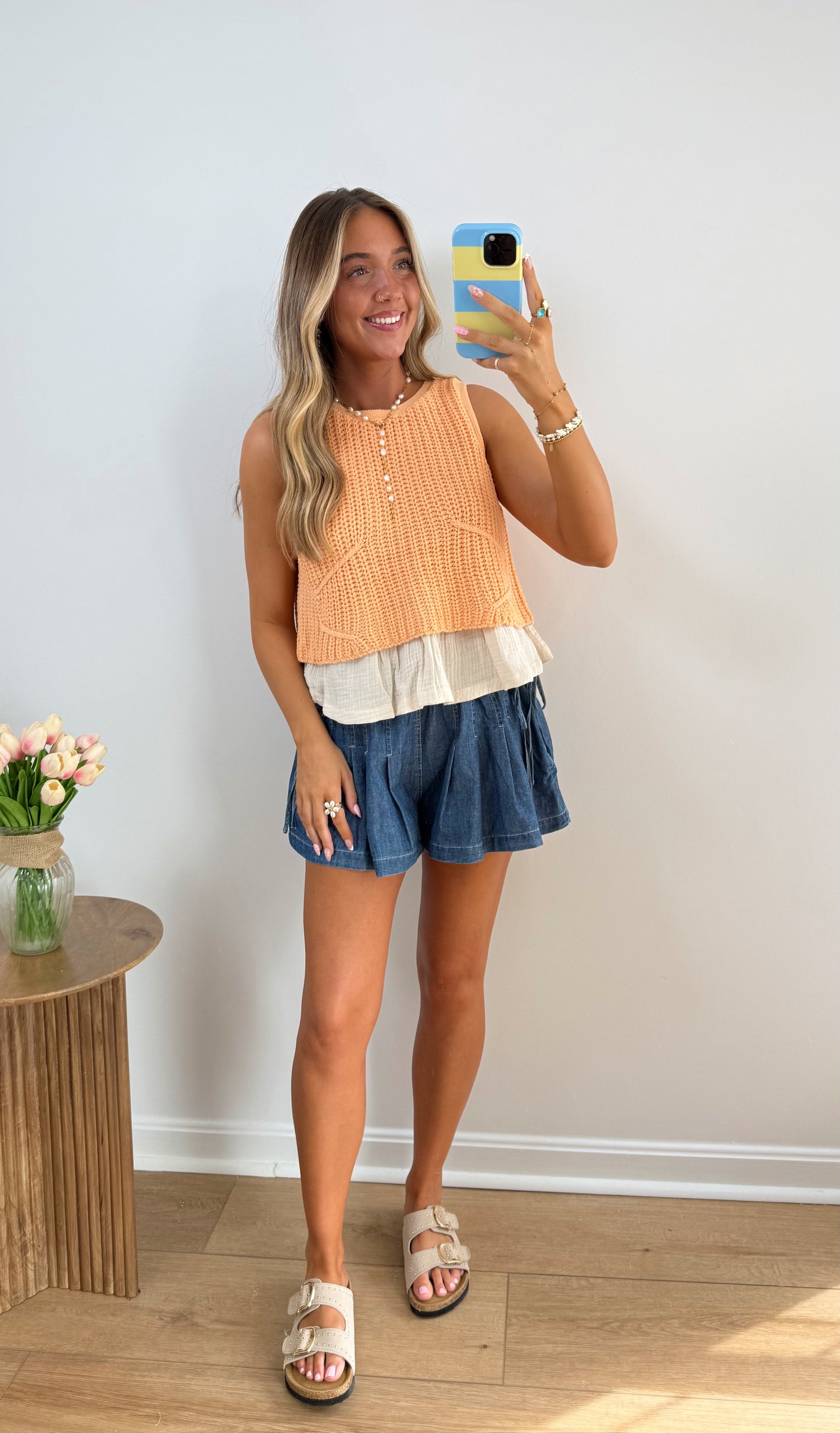 Sweet Peach Layered Sweater Top