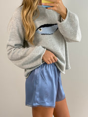 Dreamy Blue Silk Shorts
