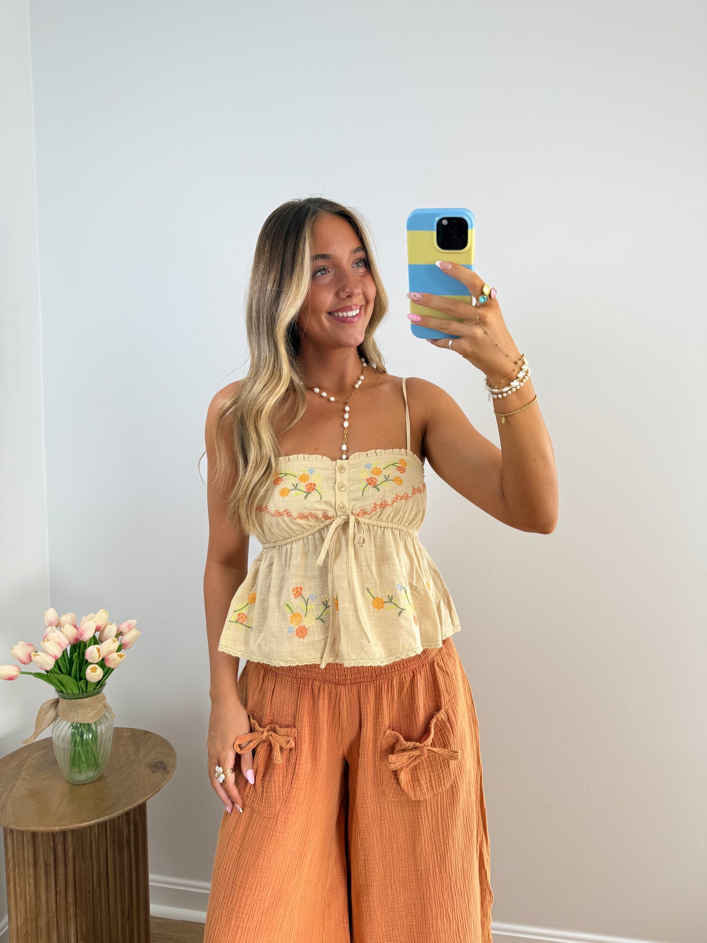 Flower Field Tank- Latte