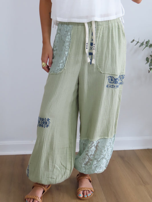 Lace & Wander Joggers (OLIVE & ORANGE)