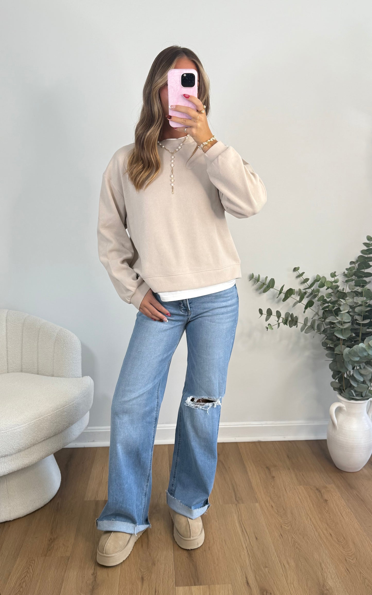 Take It Easy Layered Pullover (Grey, Navy & Clay)