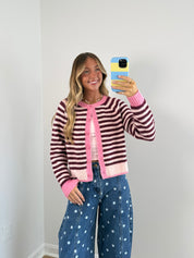 Ellie Striped Cardi - Pink