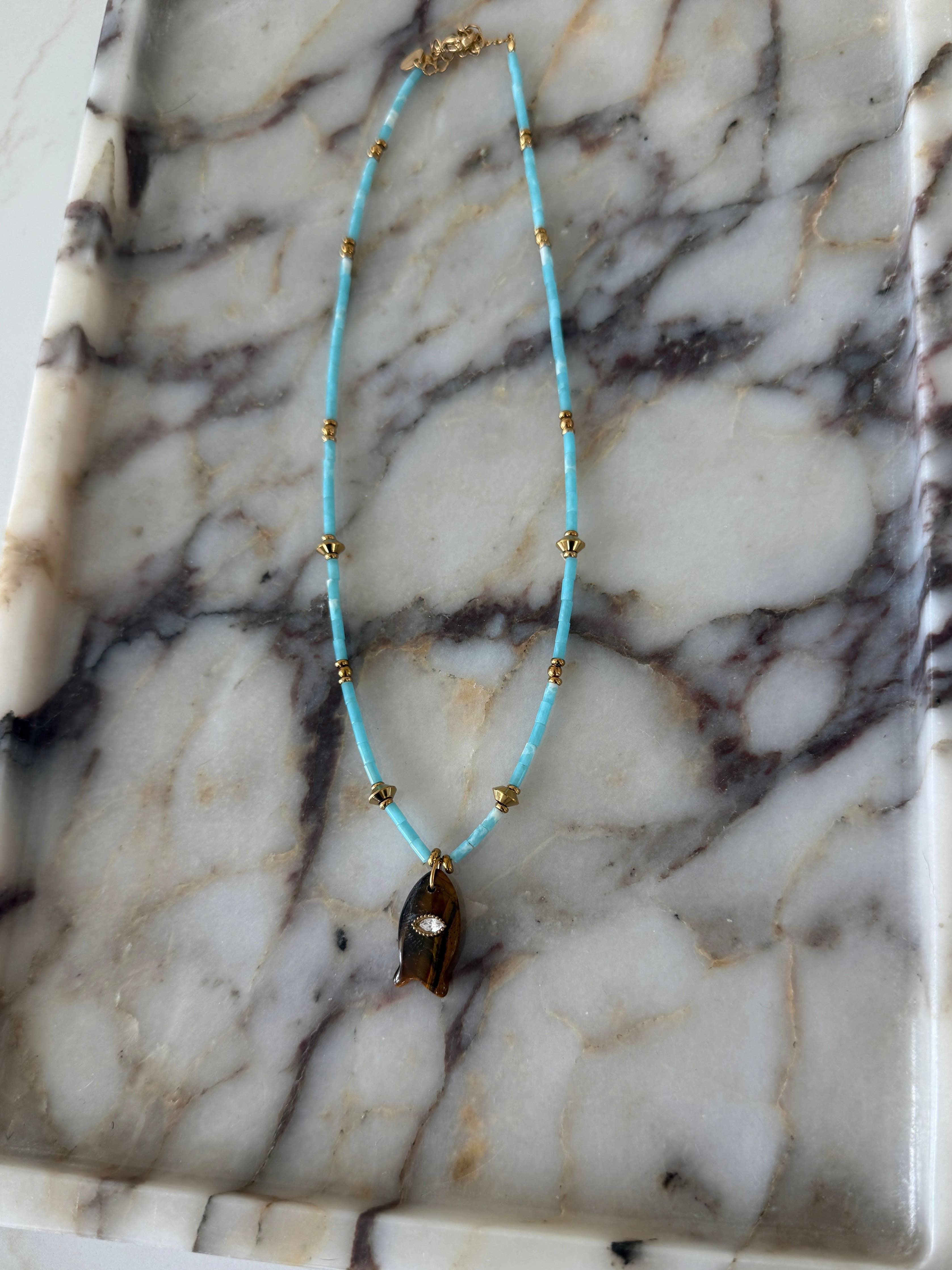 Sloane Necklace- Brown Fish
