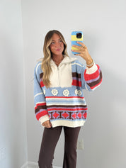 Vintage Charm Quarter Zip Up