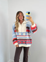 Vintage Charm Quarter Zip Up