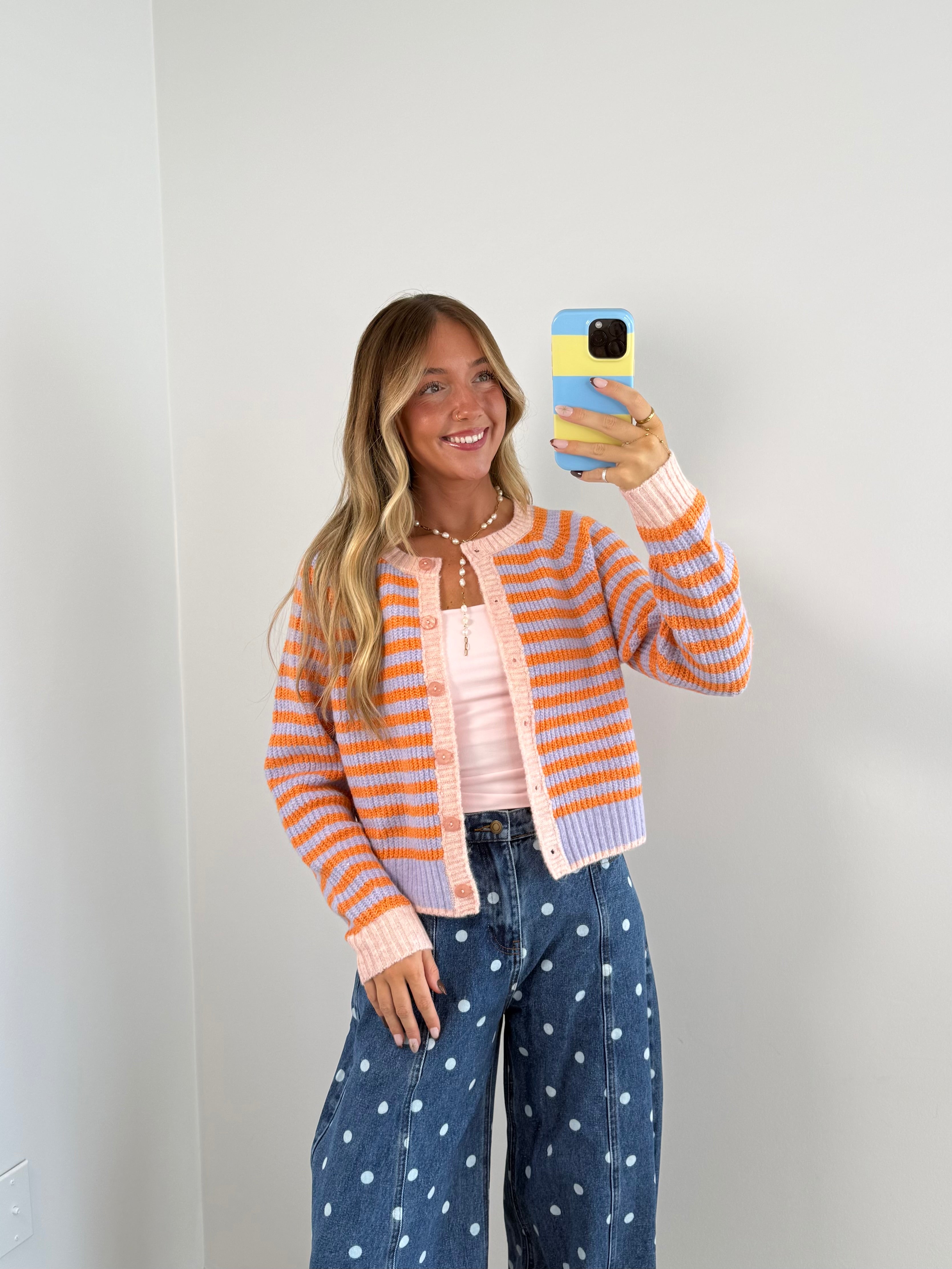 Ellie Striped Cardi - Orange