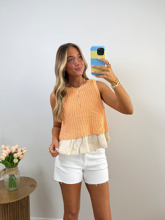 Sweet Peach Layered Sweater Top