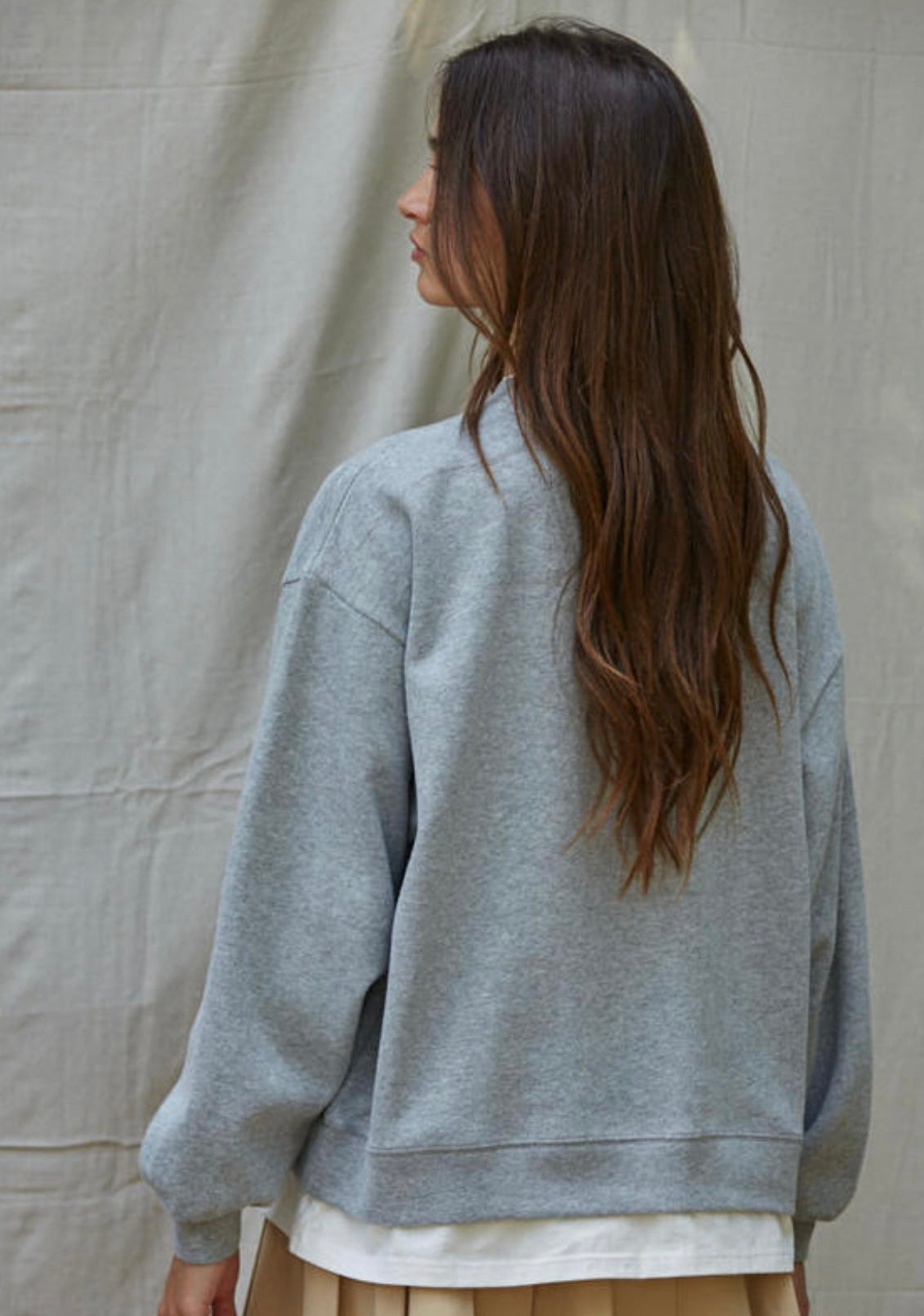 Take It Easy Layered Pullover (Grey, Navy & Clay)