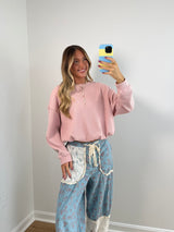 Rosewater Waffle Henley Top