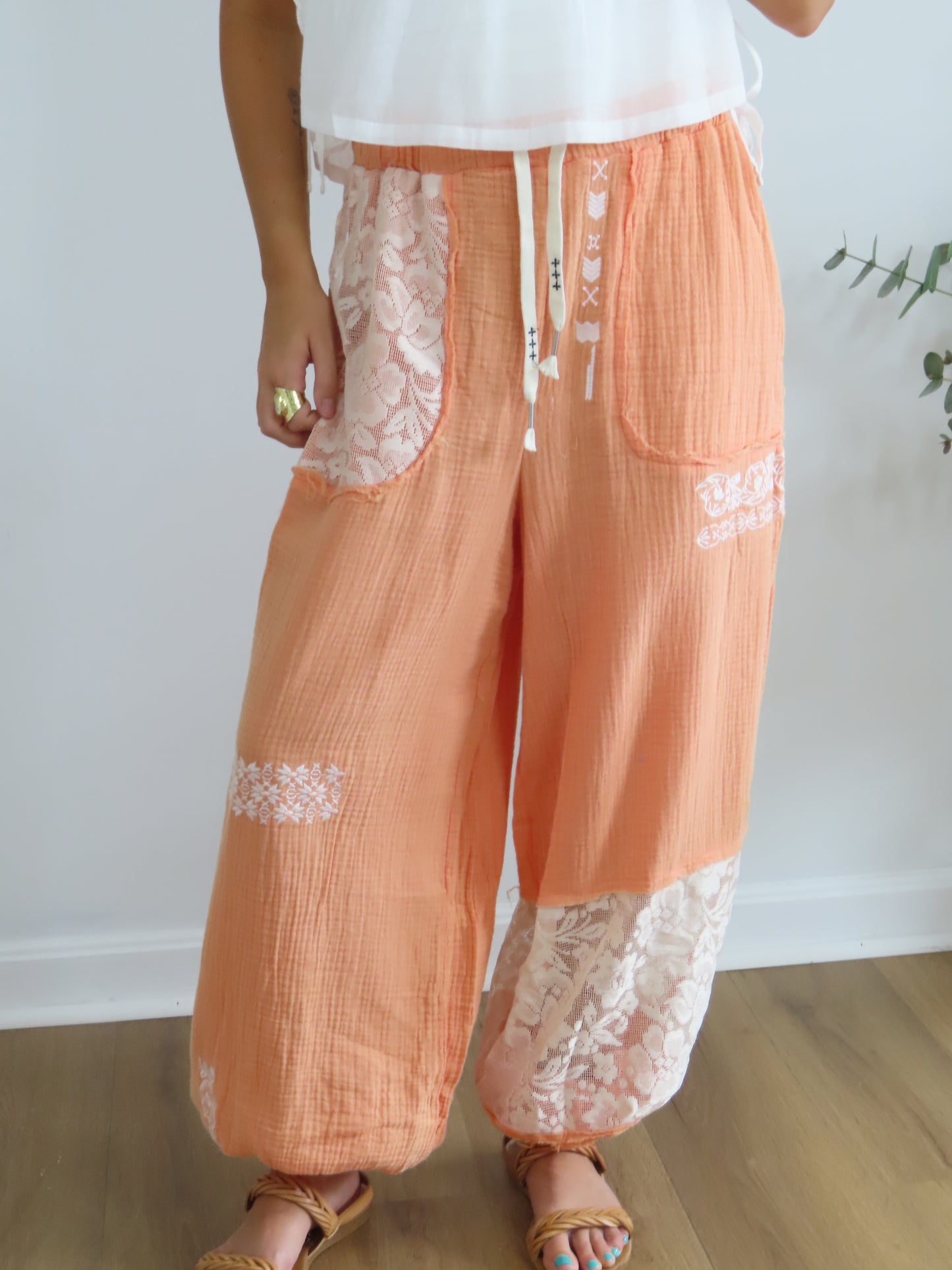 Lace & Wander Joggers (OLIVE & ORANGE)