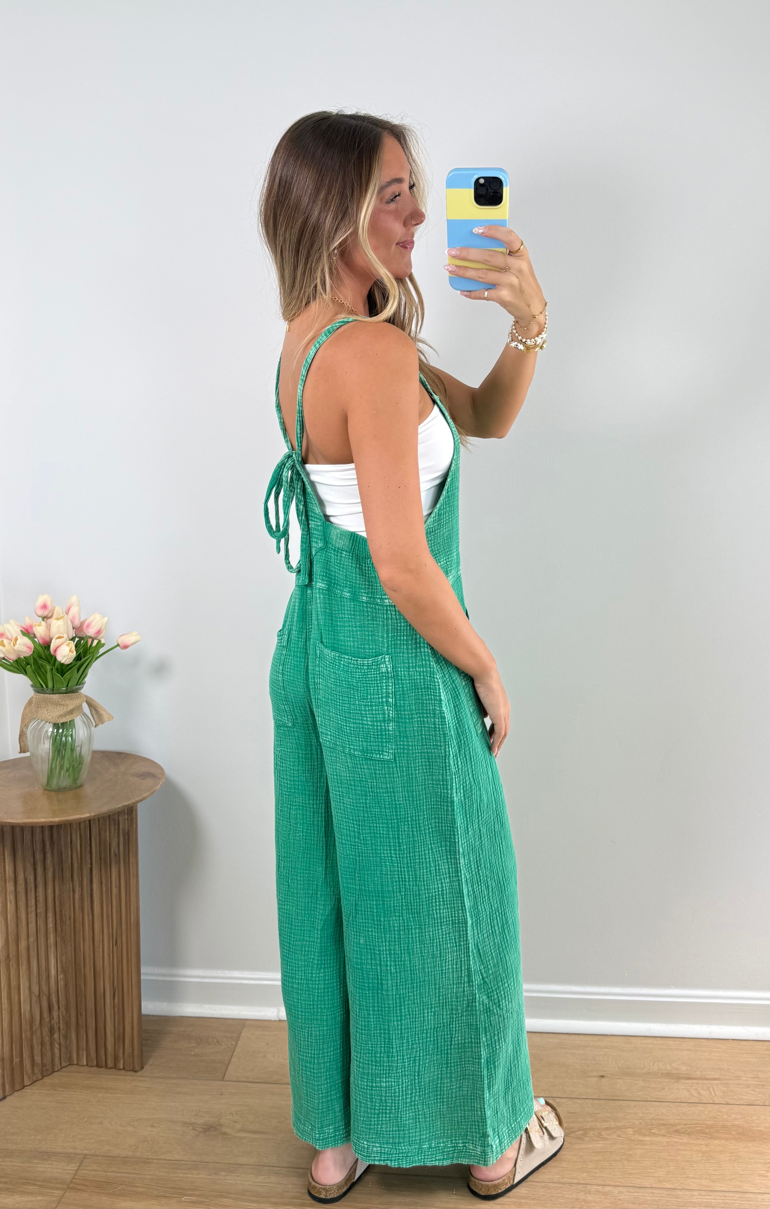 Warm Breeze Jumpsuit-KELLY GREEN