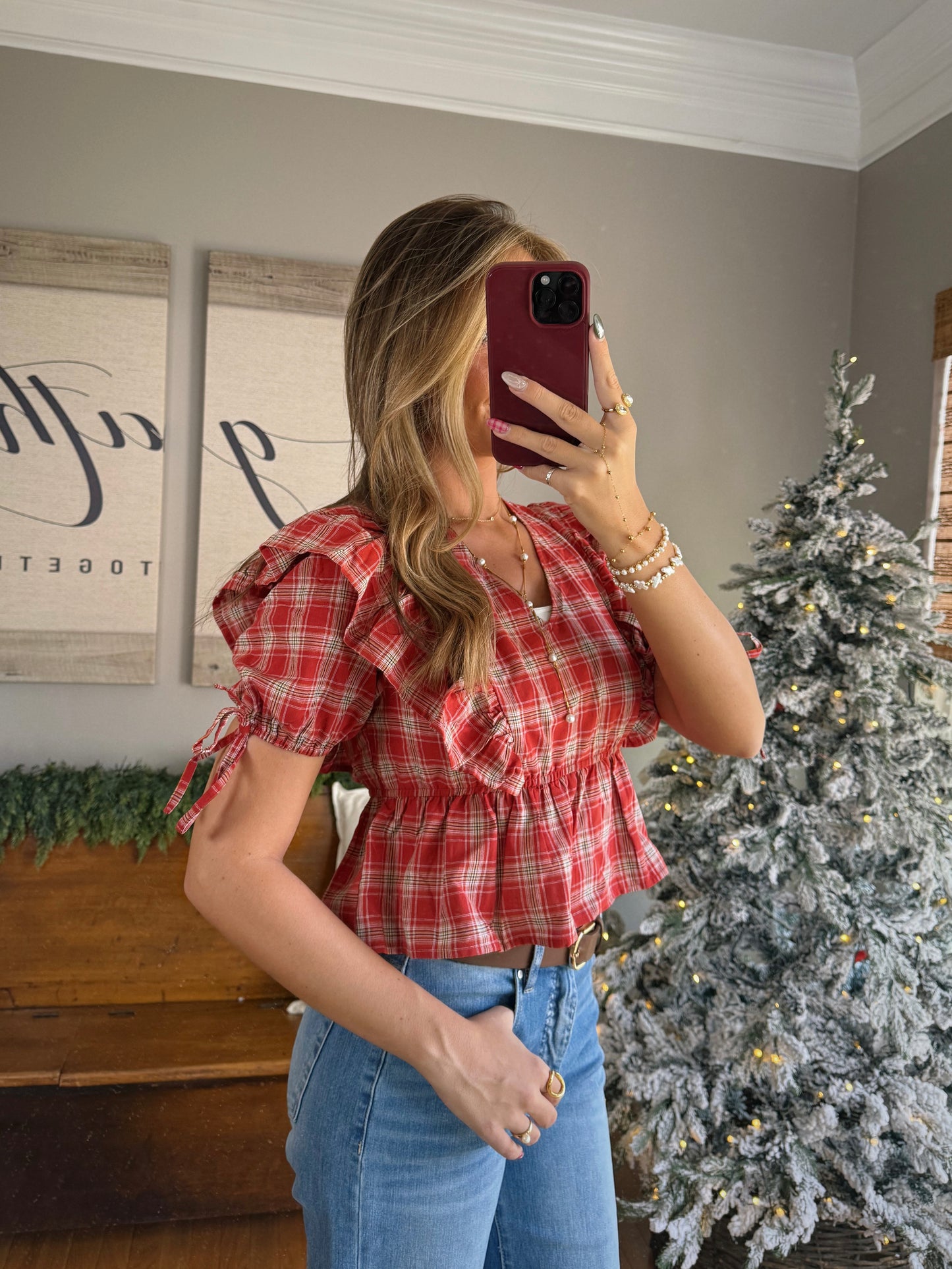 Holiday Plaid Top