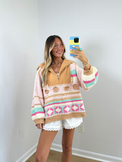 Vintage Charm Quarter Zip Up