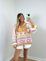 Vintage Charm Quarter Zip Up