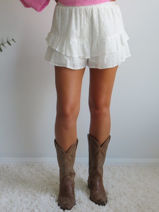 Southern Eyelet Ruffle Shorts