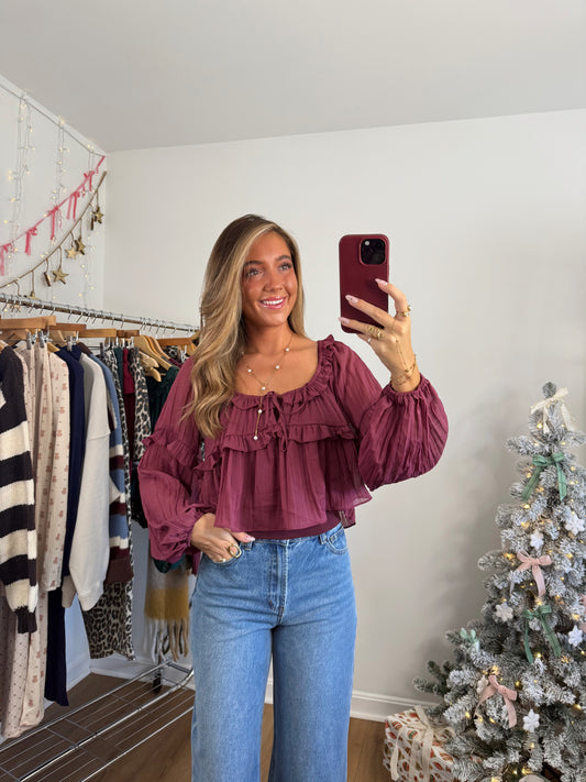 Lisette Blouse (green & rose)