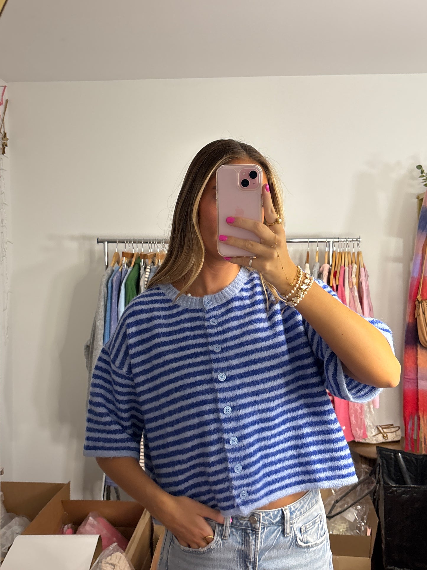 Claire Sweater Cardigan (BLUE stripe) (PREORDER FEB 15)