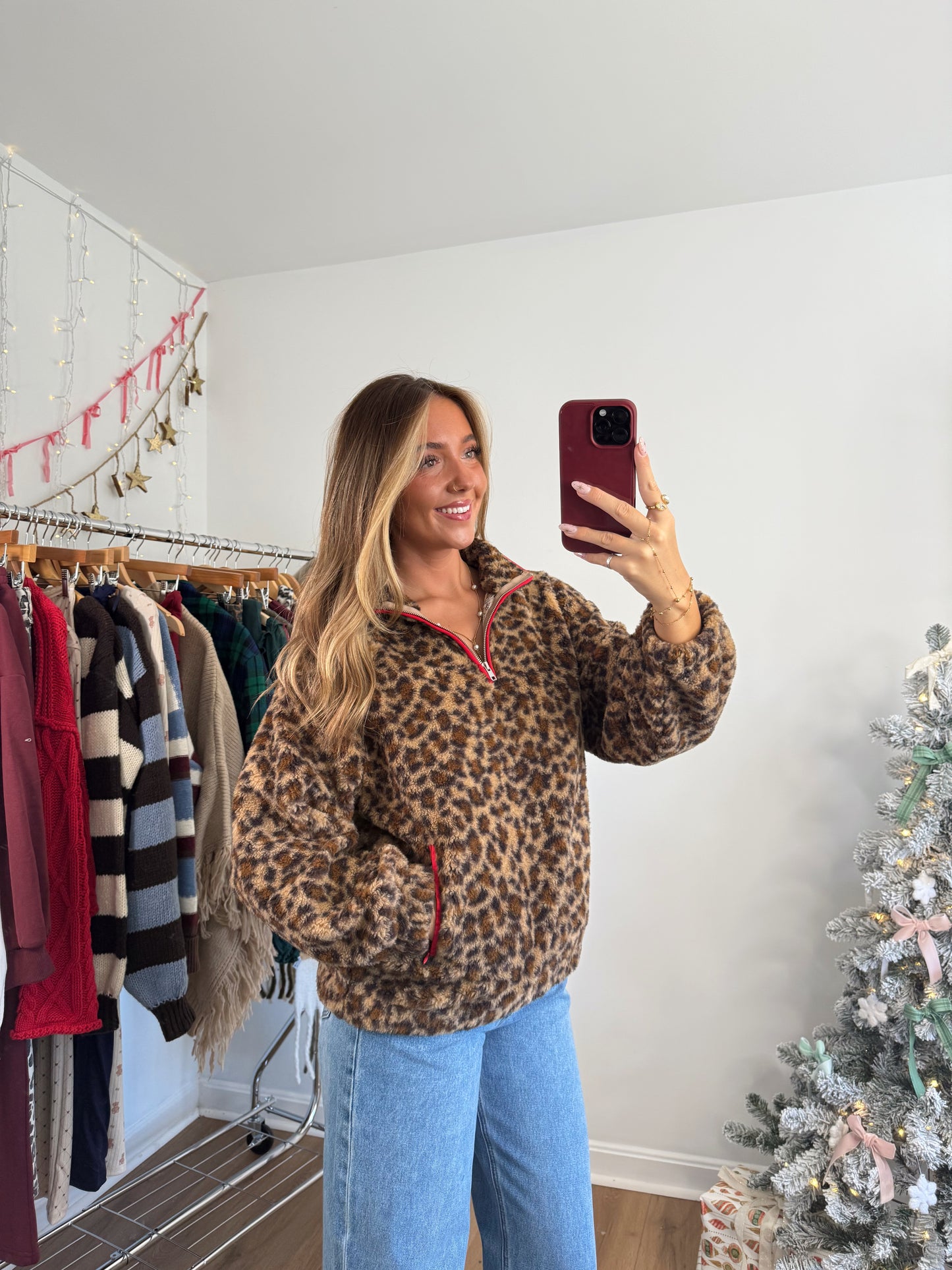 Leopard Quarter Zip Up