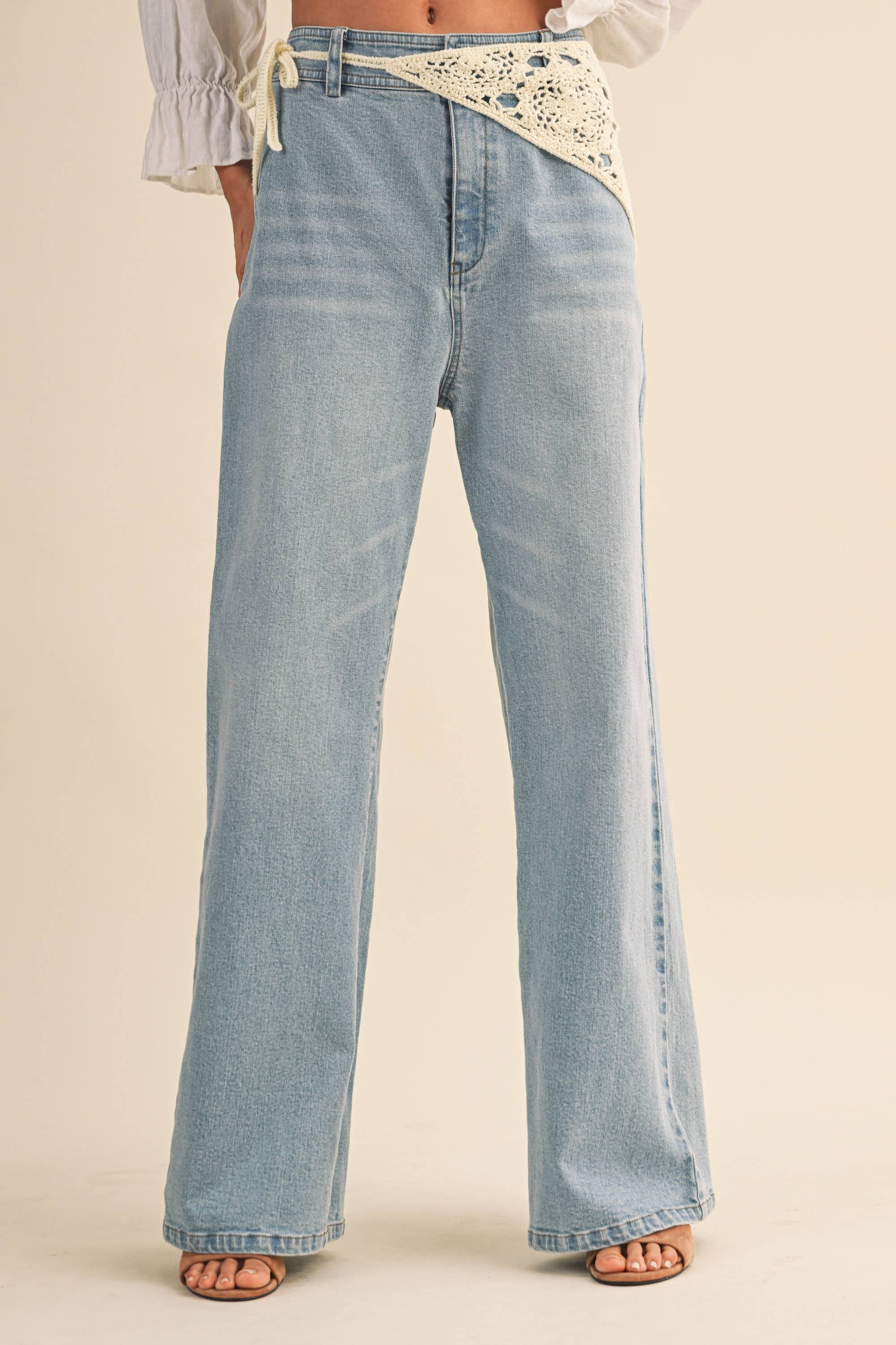 Charlie Crochet Scarf Accent Jeans