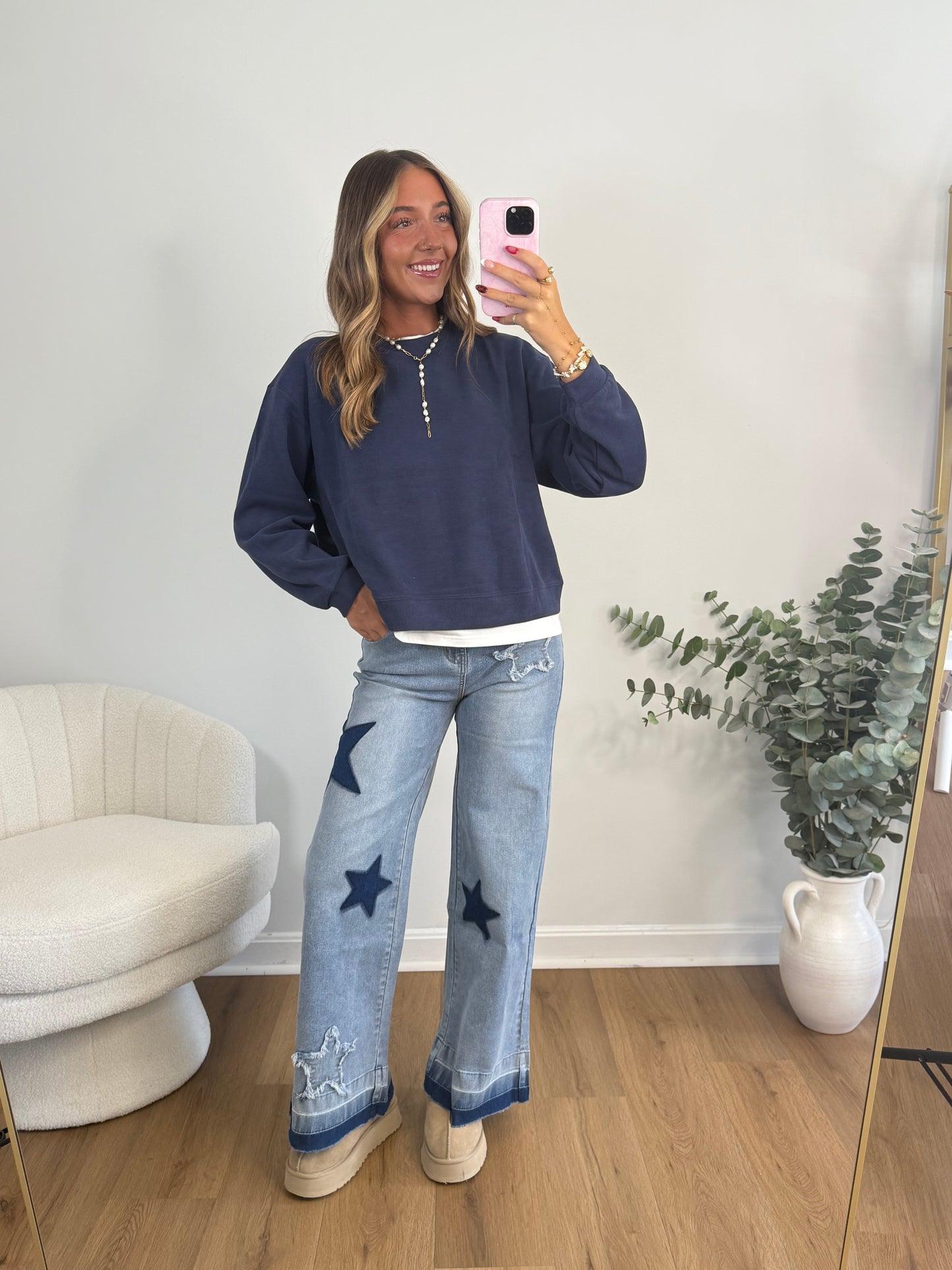 Take It Easy Layered Pullover (Grey, Navy & Clay)