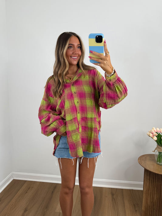 Spring Flannel- PINK