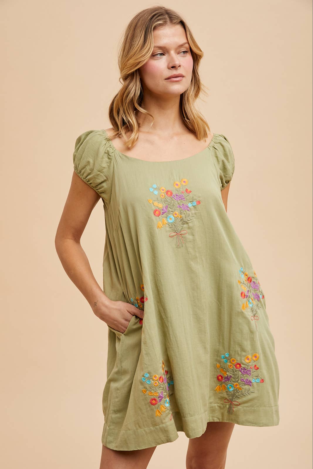 Fern Embroidered Mini Dress
