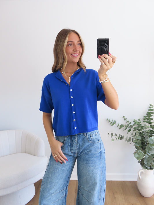 Cobalt Short Sleeve Cardigan