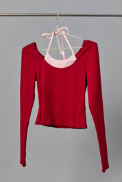 Long Sleeve Layered Halter Top