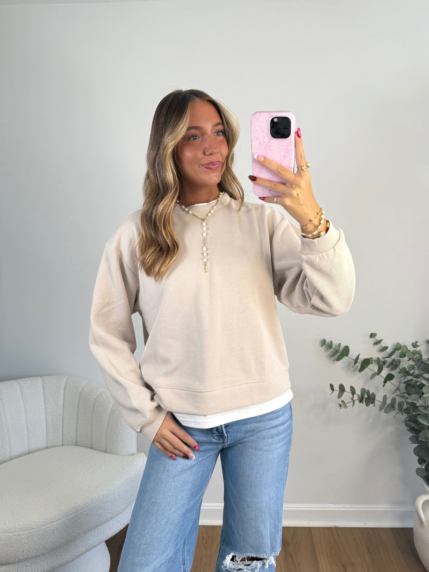 Take It Easy Layered Pullover (Grey, Navy & Clay)