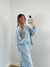 Fireside Striped Long Sleeve Tee - Blue