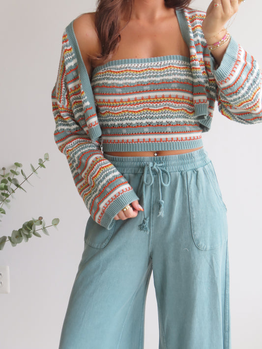 Sunny Stitch Top/Cardigan Set