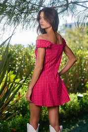 Gingham Frill Strap Mini Dress