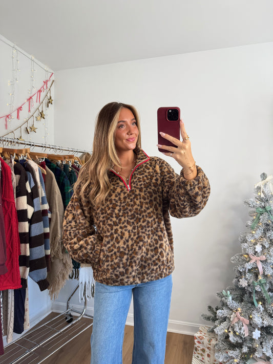 Leopard Quarter Zip Up